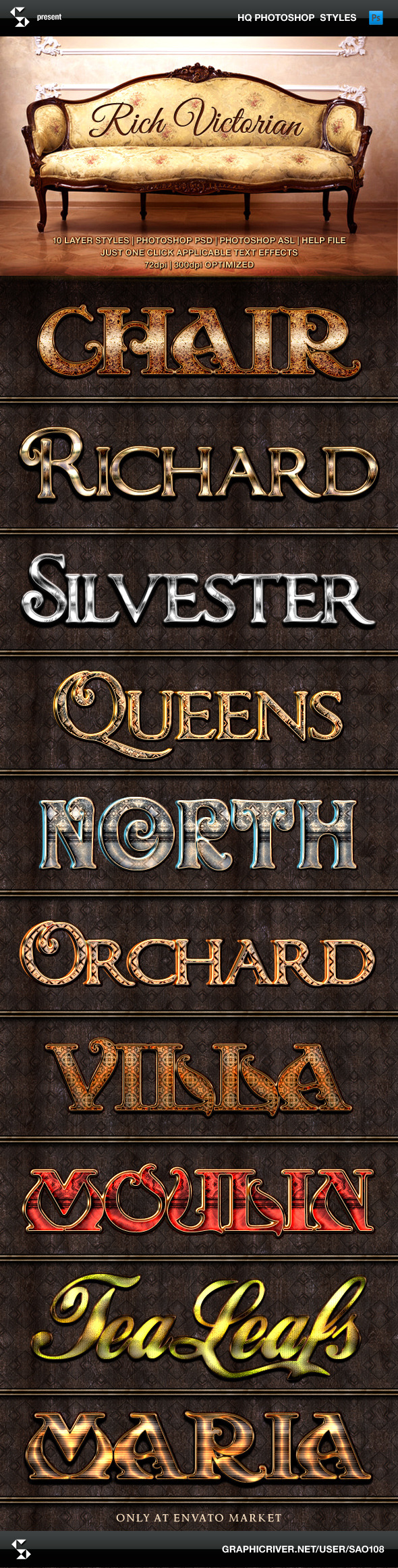 Rich Victorian and Rustic Text Effects - Text Effects Styles