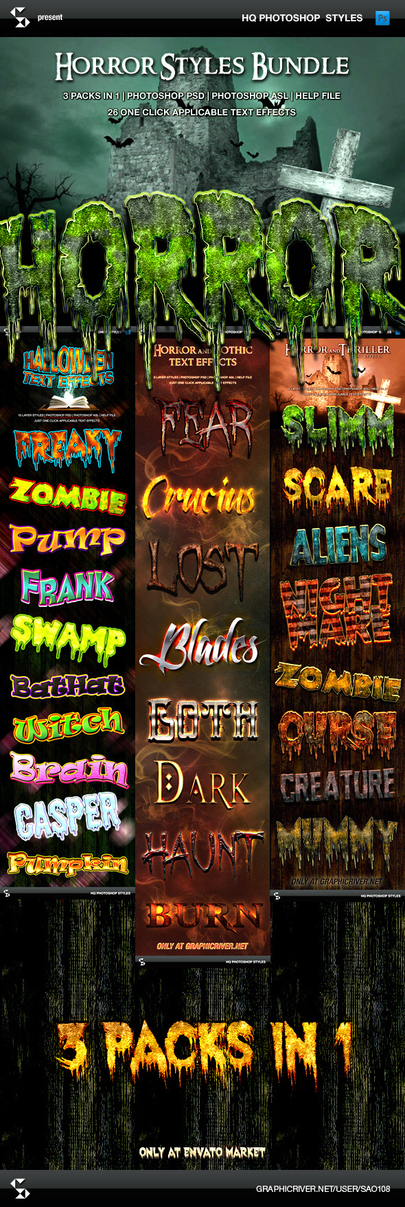 Horror and Halloween Styles Bundle - Text Effects Styles