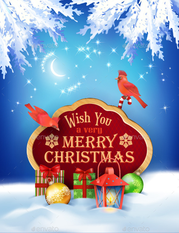 Vector Christmas Winter Night Background - Christmas Seasons/Holidays