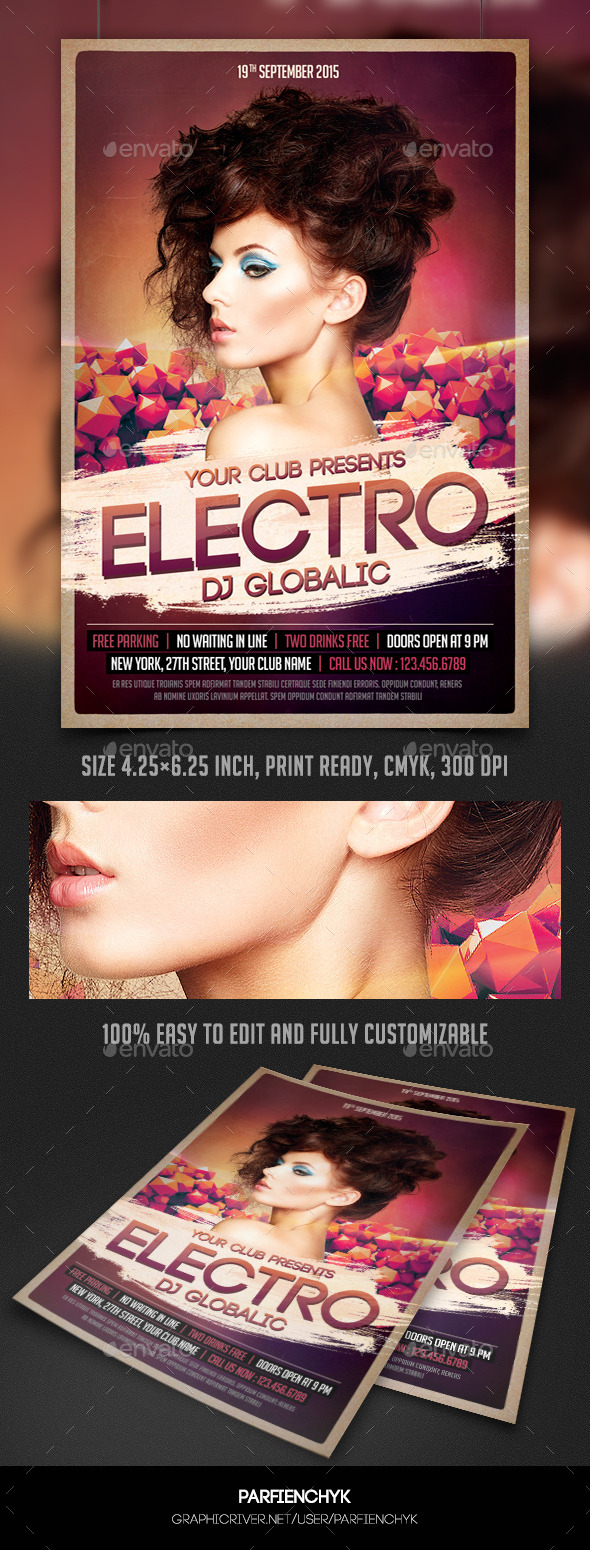 Electro Party Flyer Template - Clubs & Parties Events