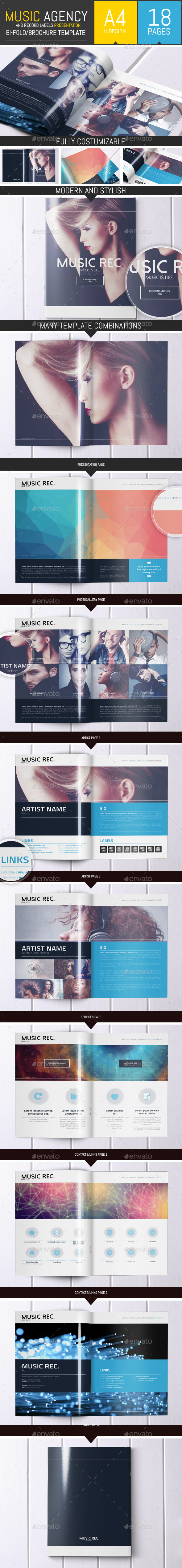 Music Agency Presentation Brochure / Bi-fold - Brochures Print Templates
