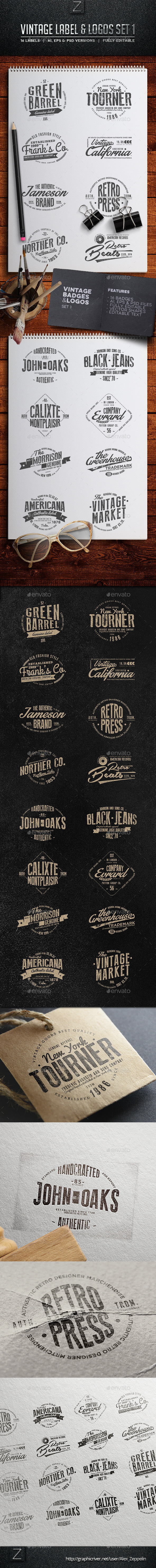 Vintage Badges & Labels Set 1 - Badges & Stickers Web Elements