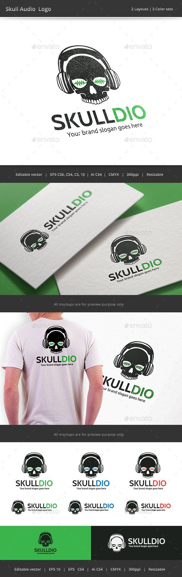Skull Audio Logo - Objects Logo Templates