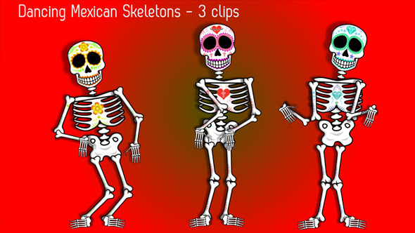 Mexican Dancing Skeletons - 3 Clips