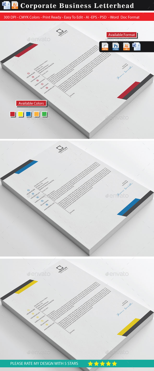 Corporate2 Business Letterhead - Stationery Print Templates