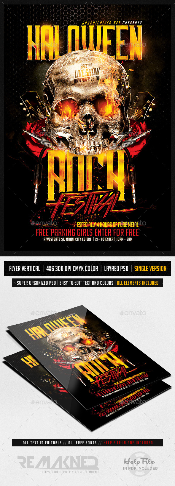 Halloween Rock Festival | Flyer Template PSD - Flyers Print Templates