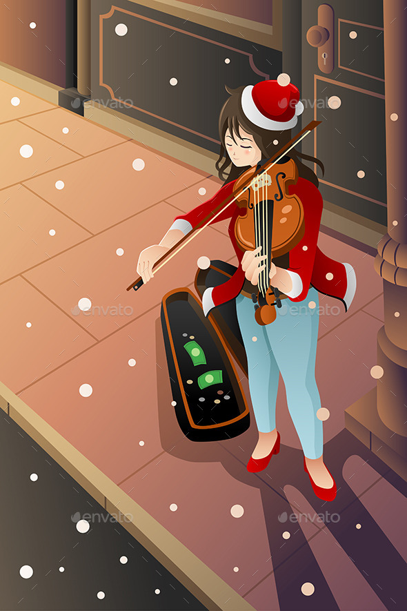 Girl Playing Violin - People Characters