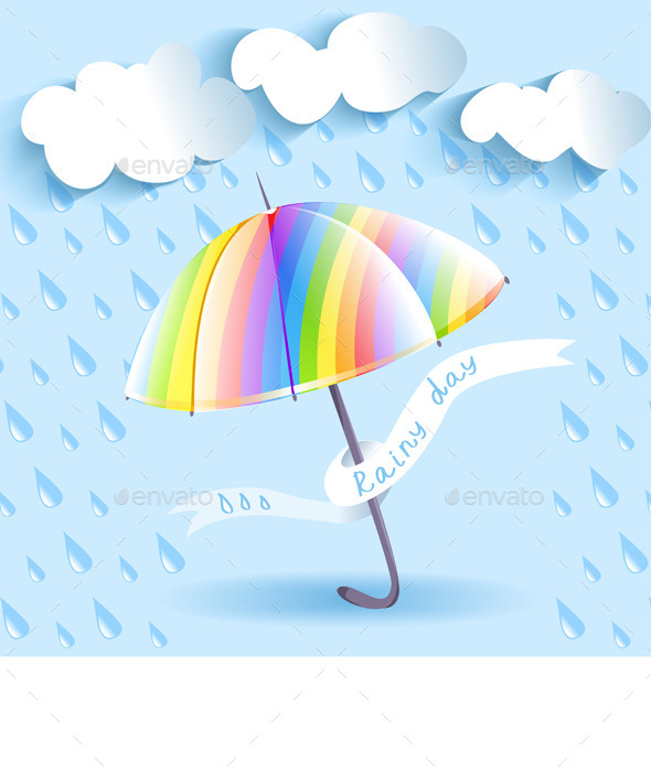 Rainbow Umbrella and Rain - Seasons Nature