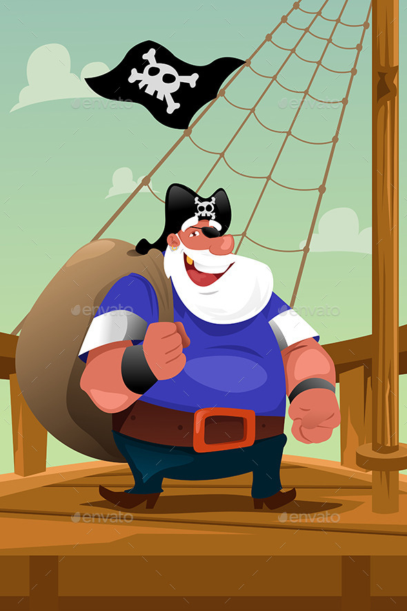 Pirate Standing on the Deck - People Characters