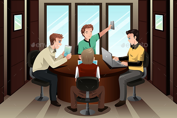 Young Businessmen with Their Electronic Gadgets - Business Conceptual