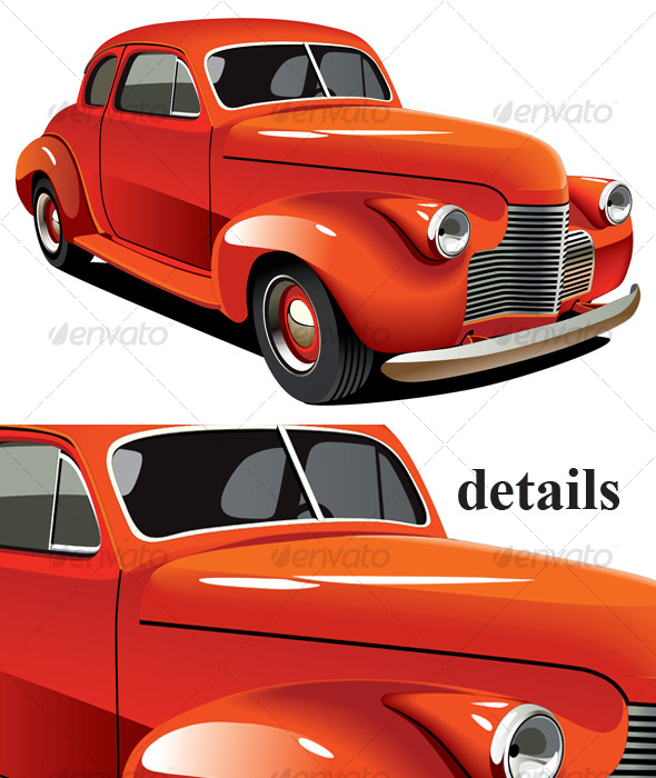 Red old-fashioned hot rod