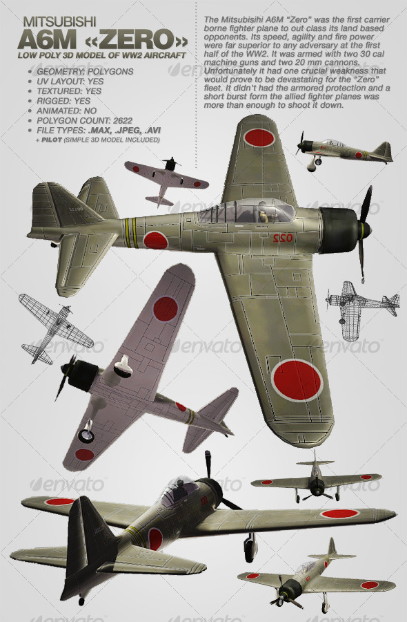 Mitsubisihi A6M ZERO - 3Docean 118089