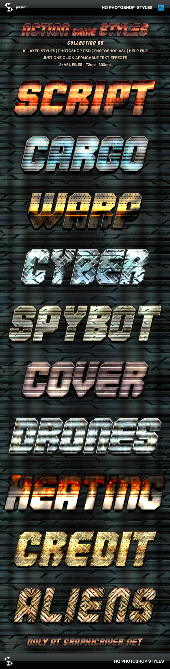 Action Game Styles - Collection 5 - Text Effects Styles