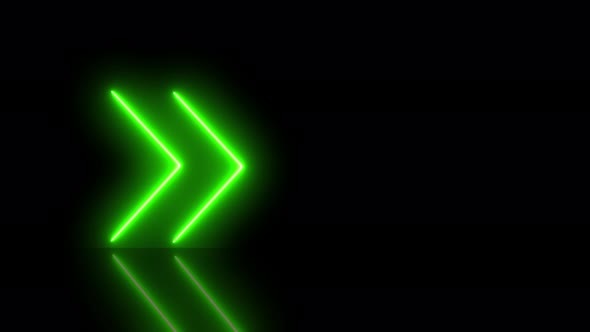 Video animation of glowing neon arrows in green alt