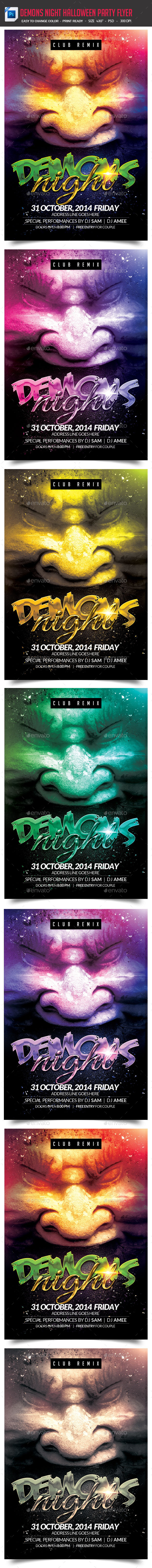 Demons Night Halloween Party Flyer - Clubs & Parties Events