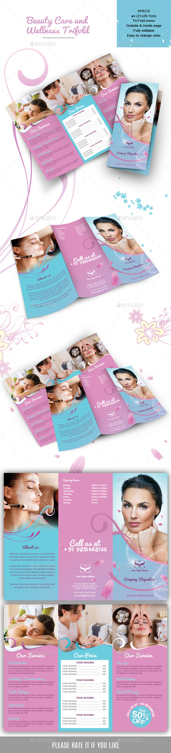 Beauty Care and Wellness Trifold - Catalogs Brochures