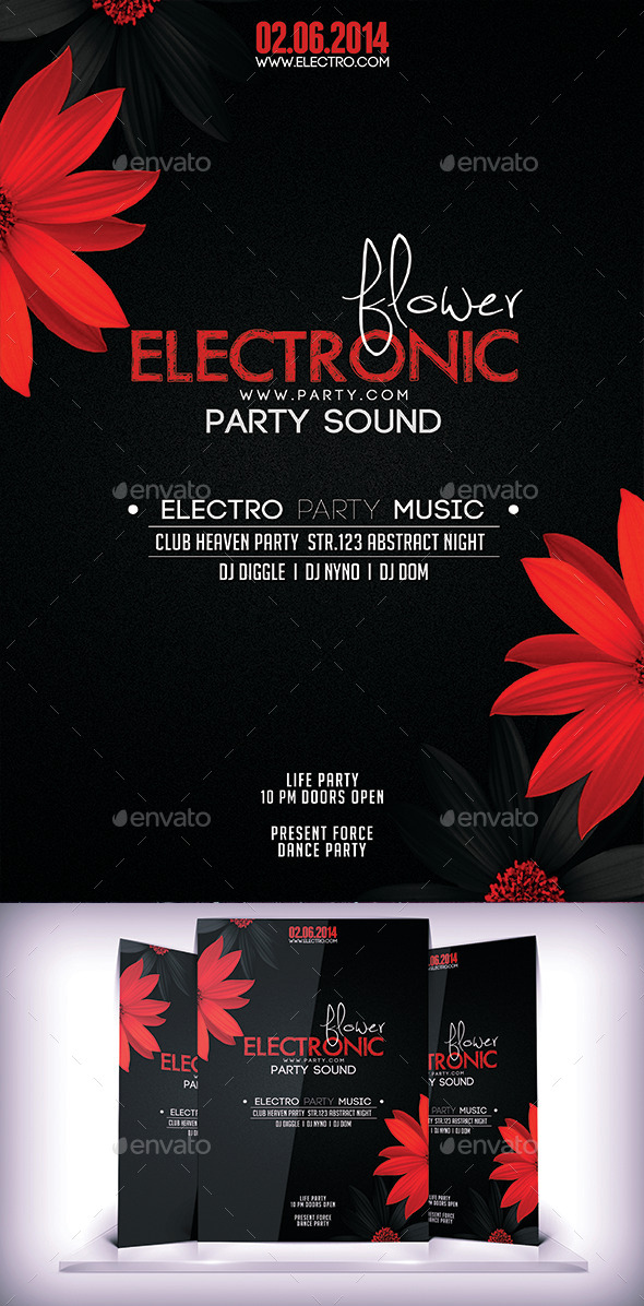 Electronic Floral Flyer - Flyers Print Templates