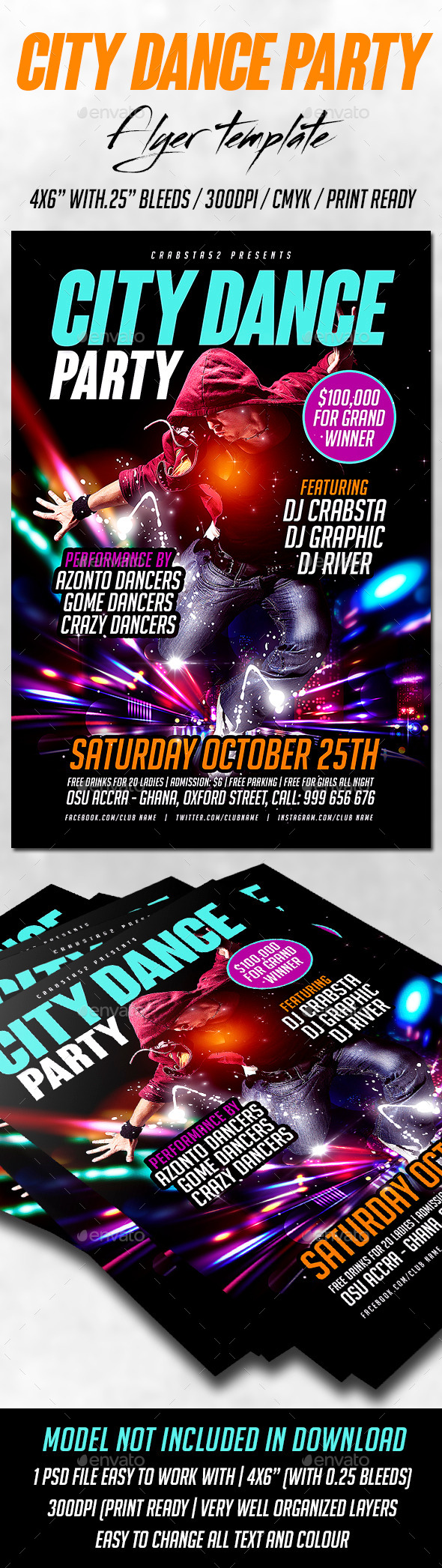 City Dance Party Flyer Template - Clubs & Parties Events