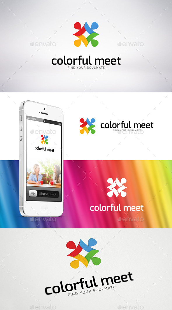Colorful Meet Logo Template - Humans Logo Templates
