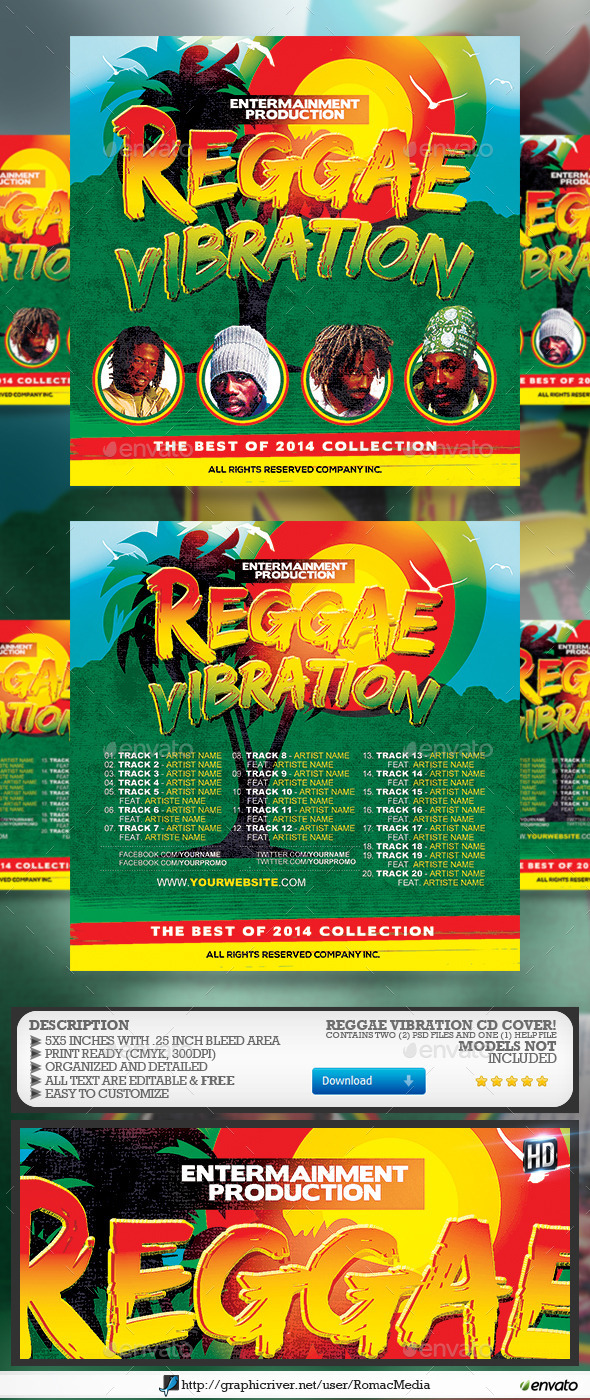 Reggae Vibration CD Cover - CD & DVD Artwork Print Templates