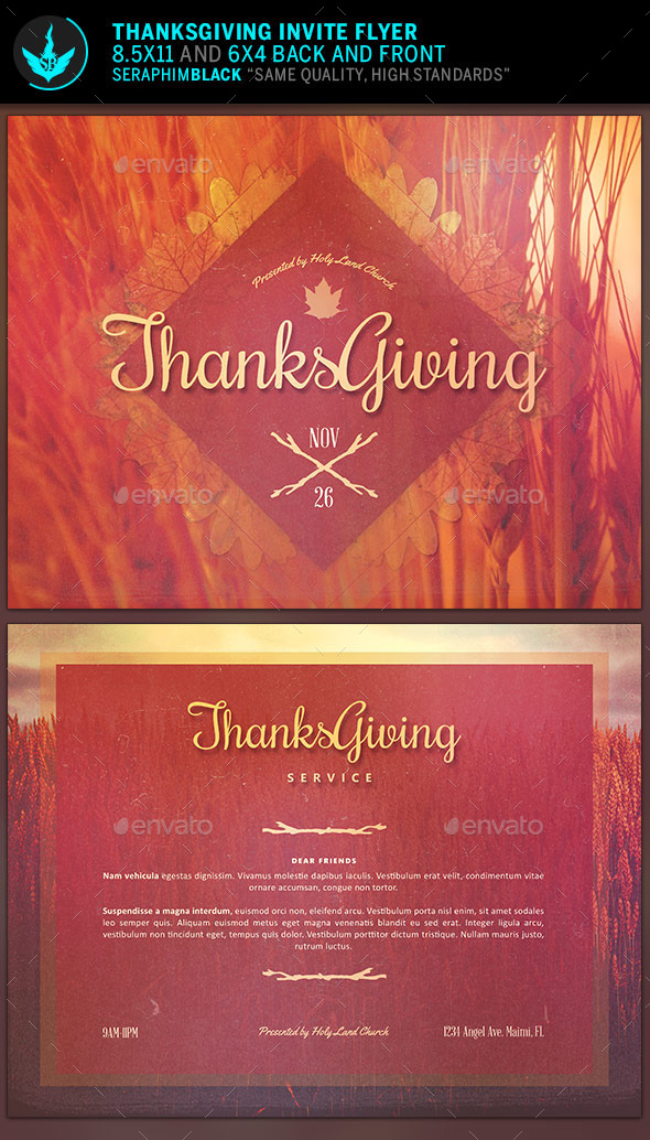 Thanksgiving Invitation Flyer Template - Church Flyers