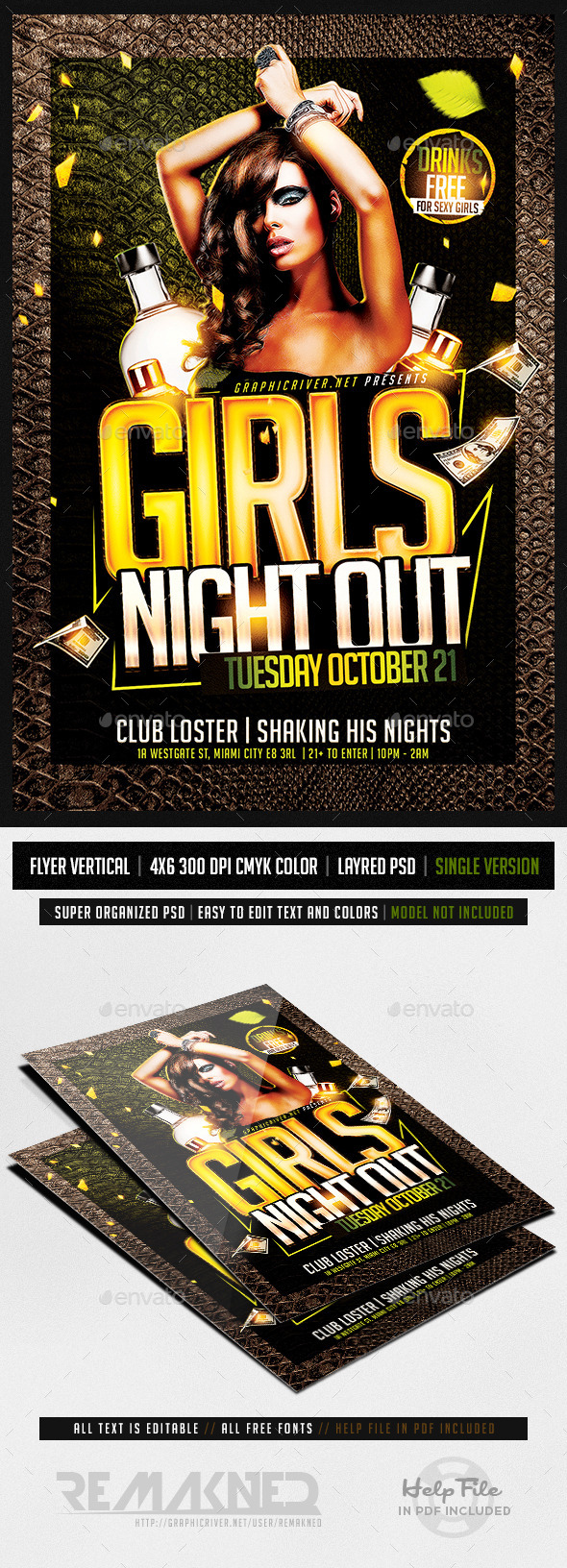Girls Night Out | Flyer Template PSD - Clubs & Parties Events