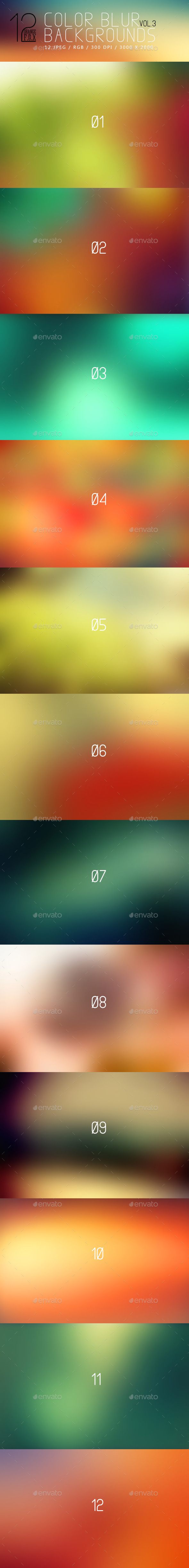 12 Color Blur Backgrounds - Vol 3 - Abstract Backgrounds