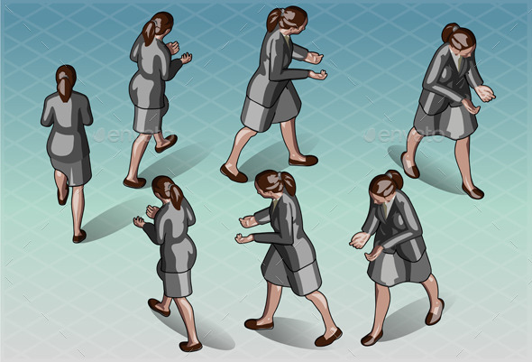 Isometric Woman that Transporting Something - People Characters