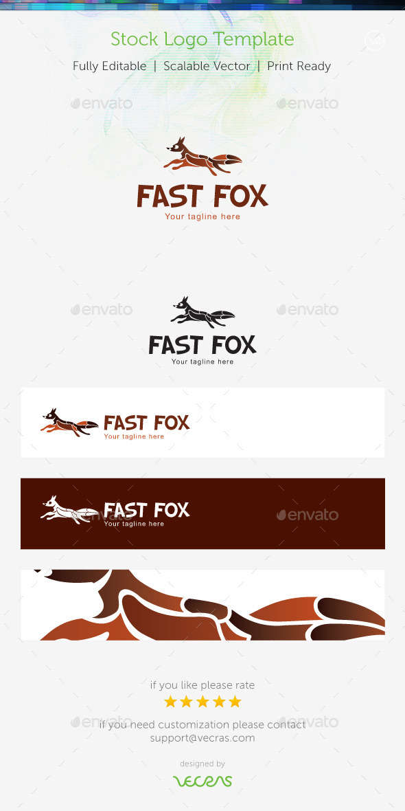 Fast Fox Stock Logo Template - Animals Logo Templates