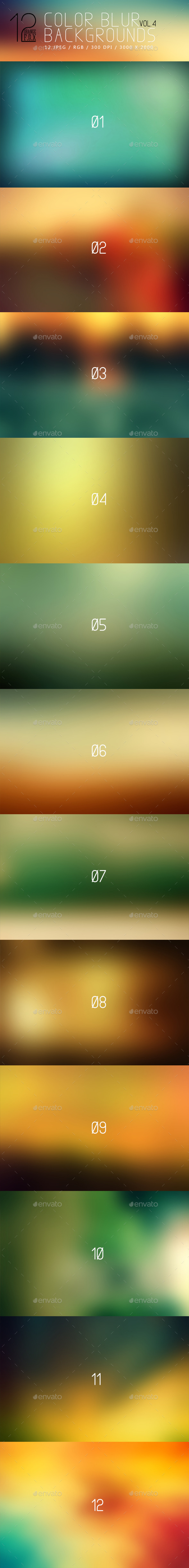 12 Color Blur Backgrounds - Vol 4 - Abstract Backgrounds