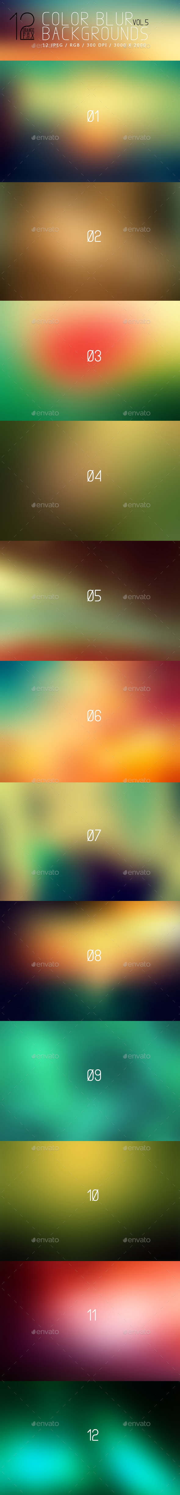 12 Color Blur Backgrounds - Vol 5 - Abstract Backgrounds