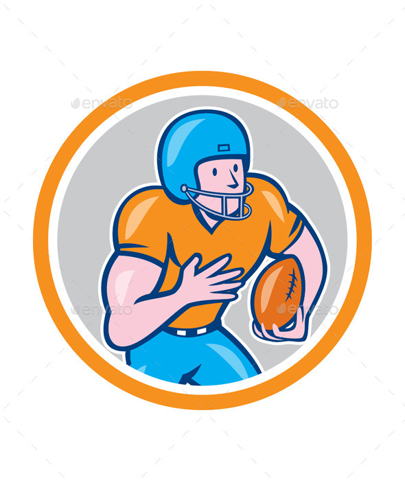 American Football Receiver Running Ball Circle - Sports/Activity Conceptual