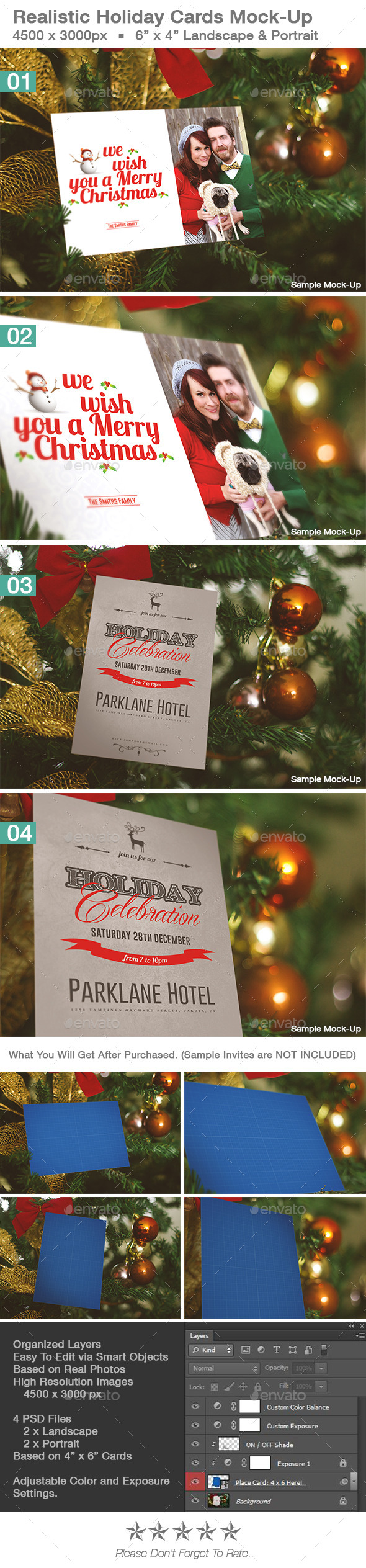 Realistic Holiday Card Mock-Up Vol 1