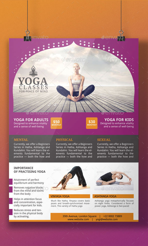 Yoga flyer design template website templates for mac
