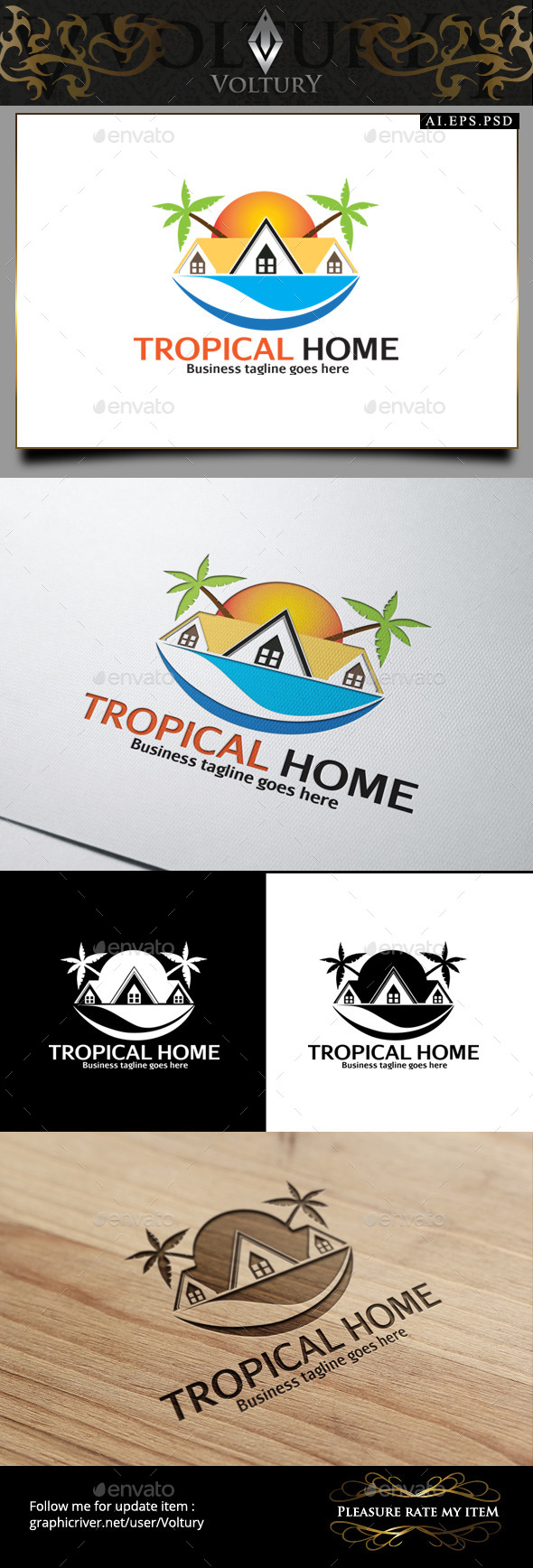 Tropical Home Logo - Buildings Logo Templates