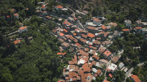 Red Roofs Mountain Village Houses Aerial Panorama
