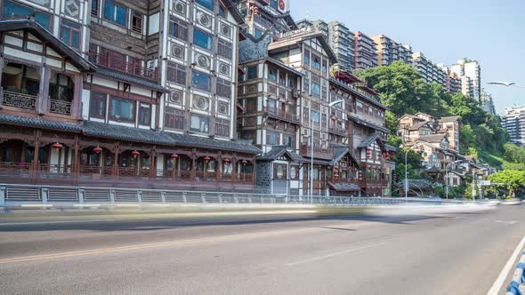 Time lapse of Modern metropolis skyline , Chongqing, China alt