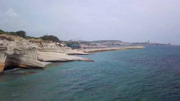 Amazing Seashore of Limassol Area in Cyprus in Cloudy Weather