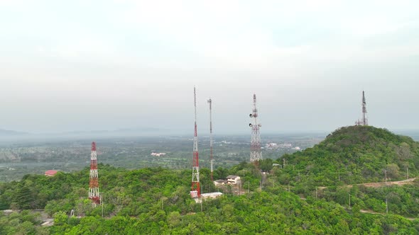 Transmission tower on the mountain, Phetchaburi Province, Thailand