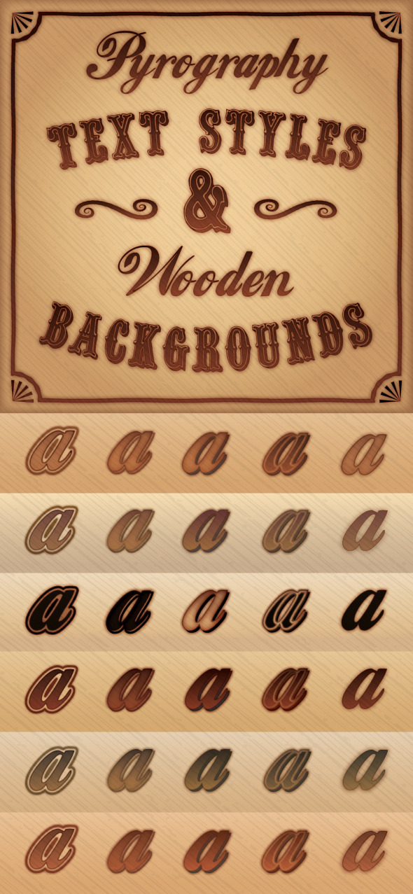 Pyrography (Burnt Wood) Styles & Background Pack - Styles Illustrator