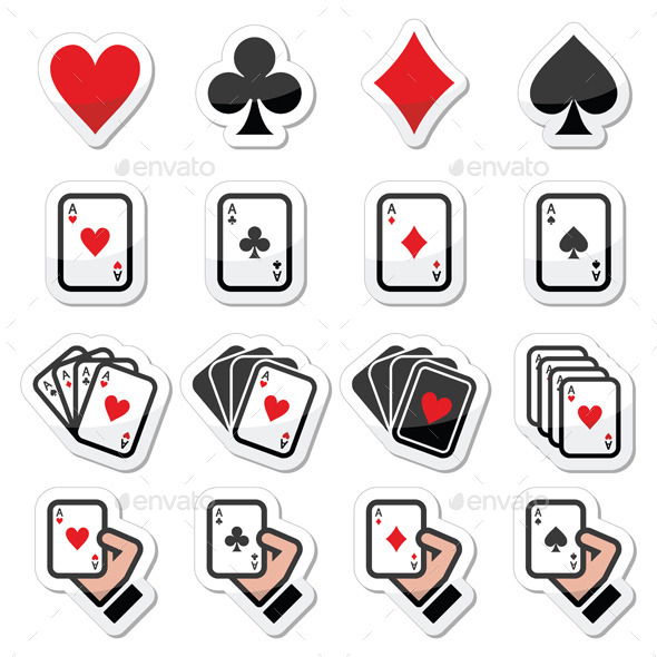 Playing Cards, Poker, Gambling Icons Set - Sports/Activity Conceptual