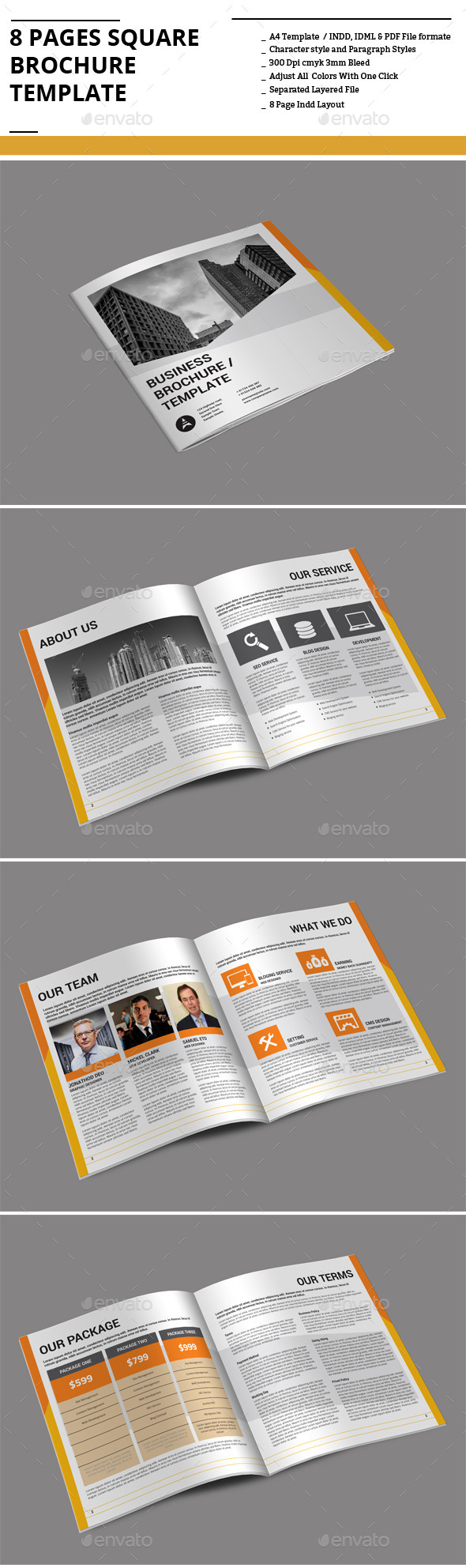 8 Pages Square Brochure Template - Corporate Brochures