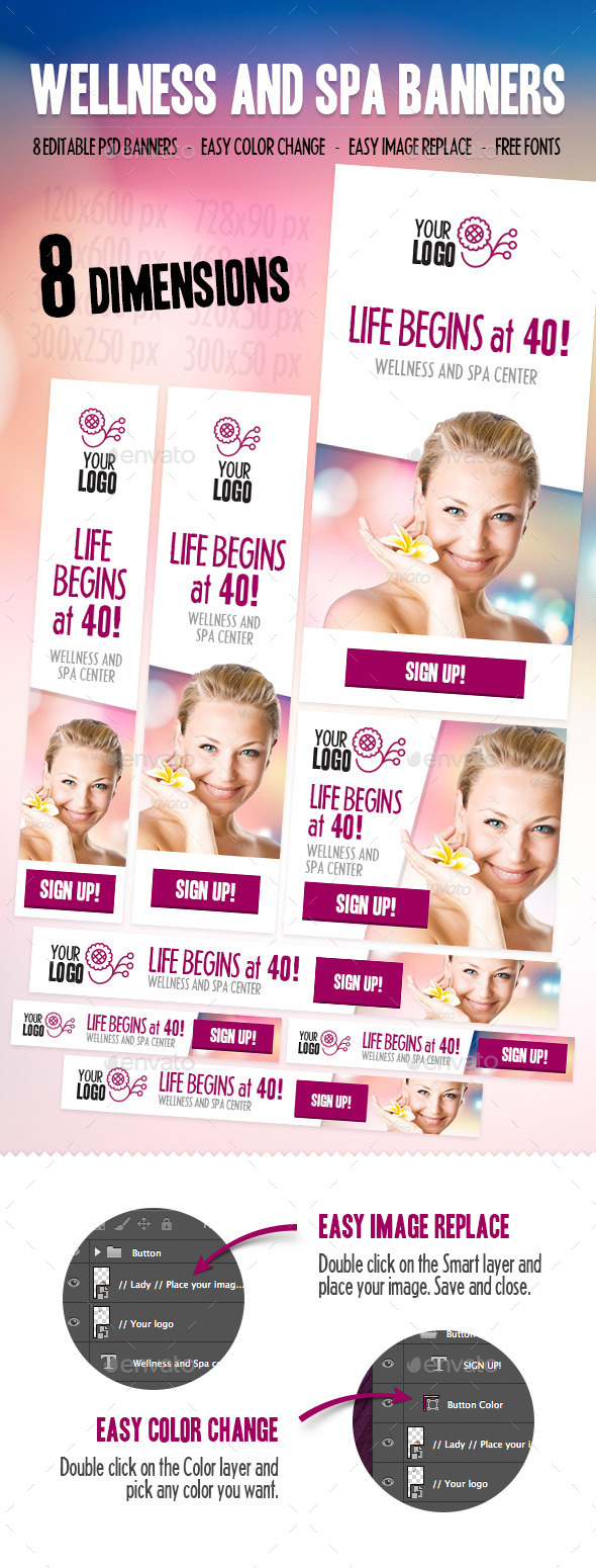 Wellness and Spa Banners - Banners & Ads Web Elements
