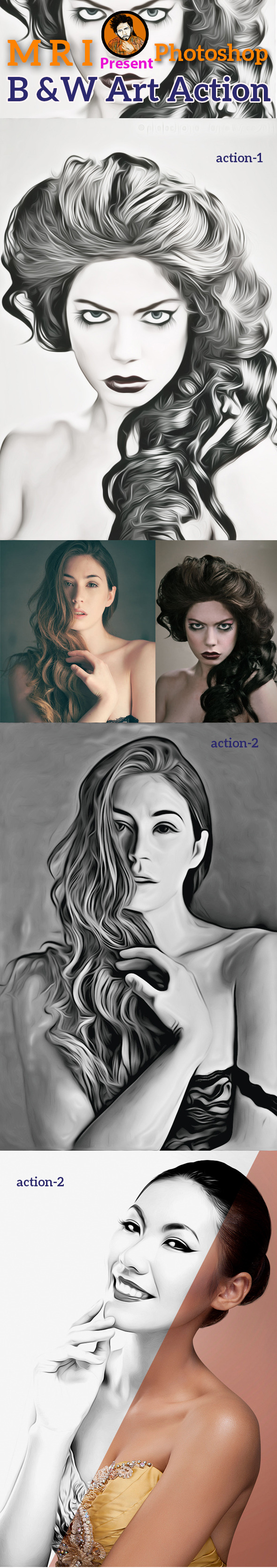 B&W Art Action - Actions Photoshop