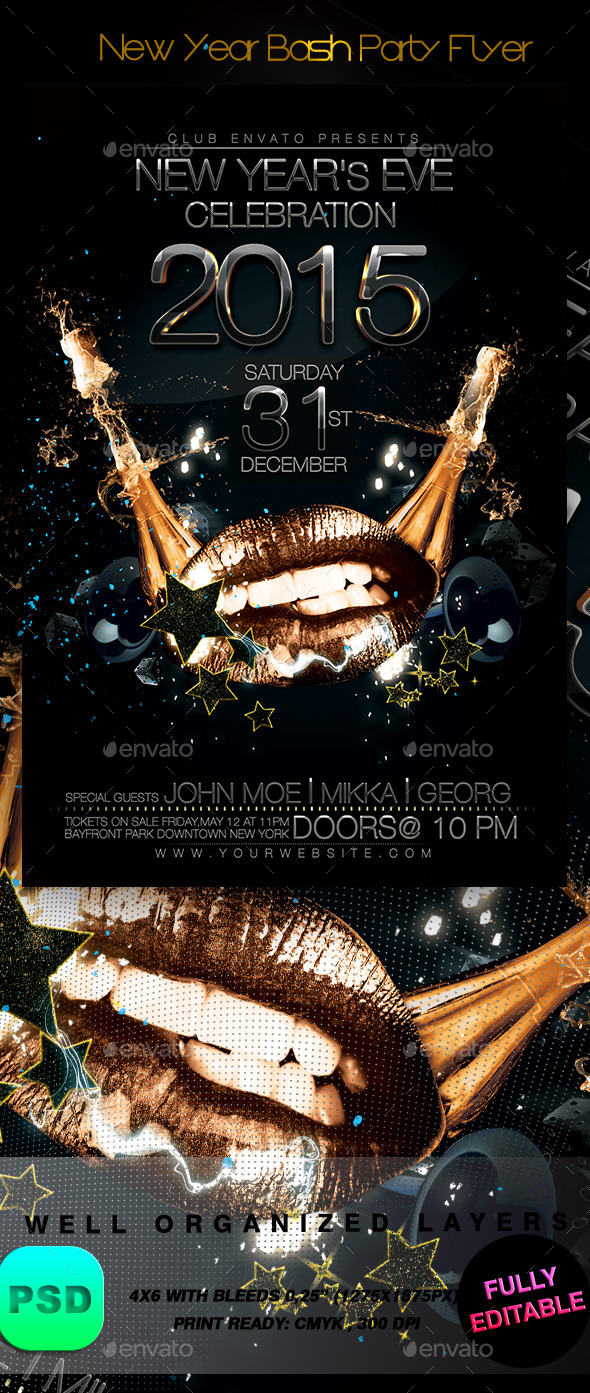 New Year Bash Party Flyer - Events Flyers