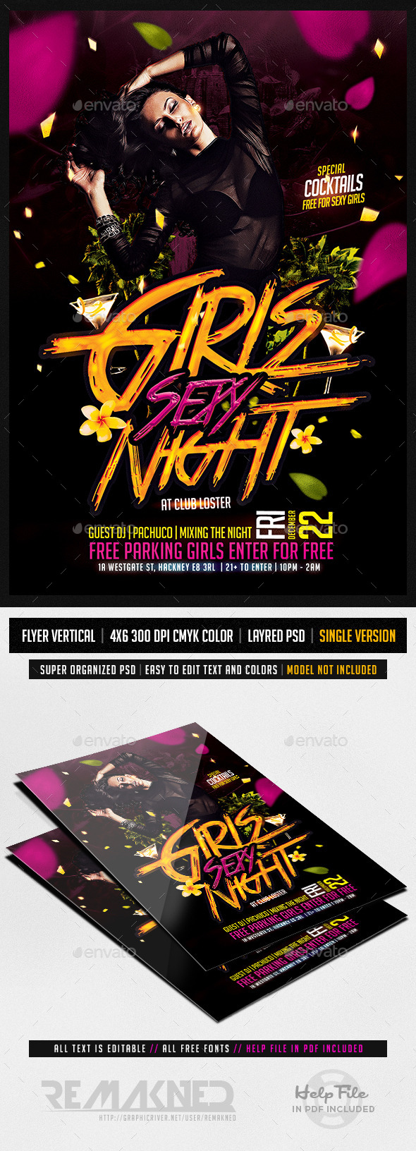 Girls Sexy Night | Flyer Template PSD - Clubs & Parties Events
