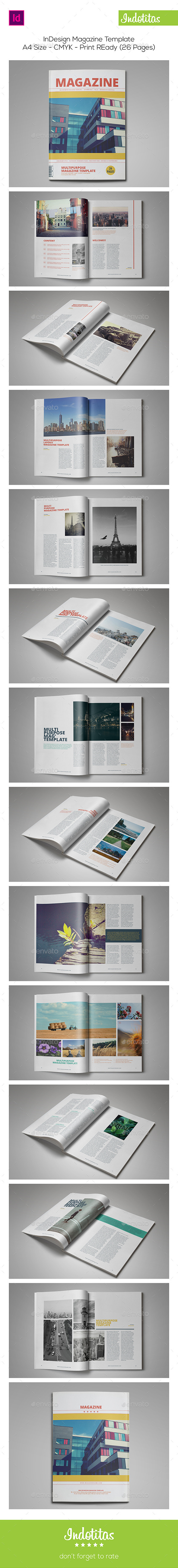 26 Pages InDesign Magazine Template - Magazines Print Templates