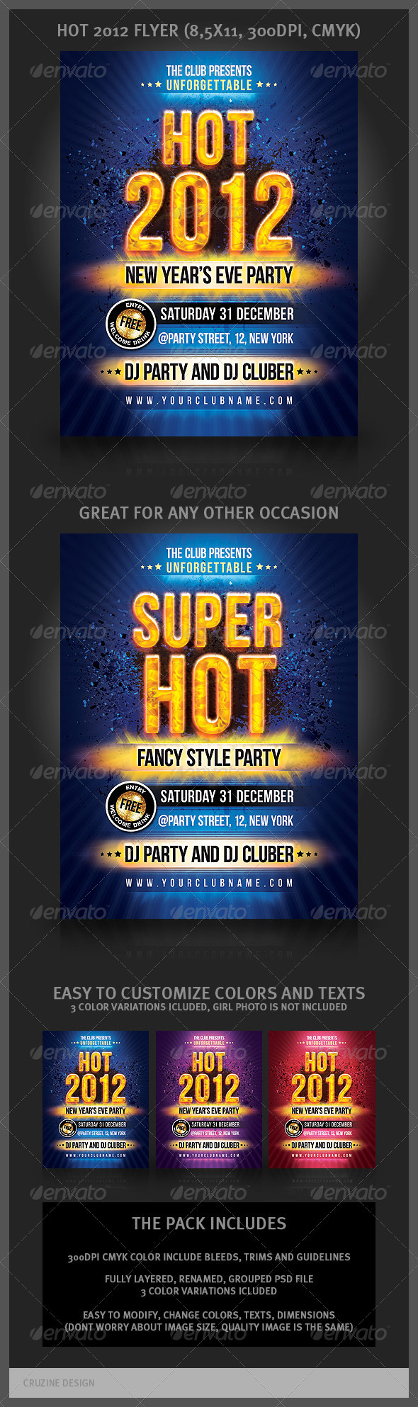 Hot New Year Party Flyer - Clubs & Parties Events