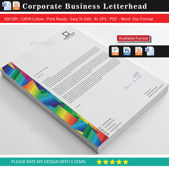 Colourful Business Letterhead 3 - Stationery Print Templates
