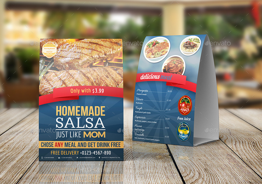 restaurant and cafe table tent template vol2 by owpictures restaurant table tents